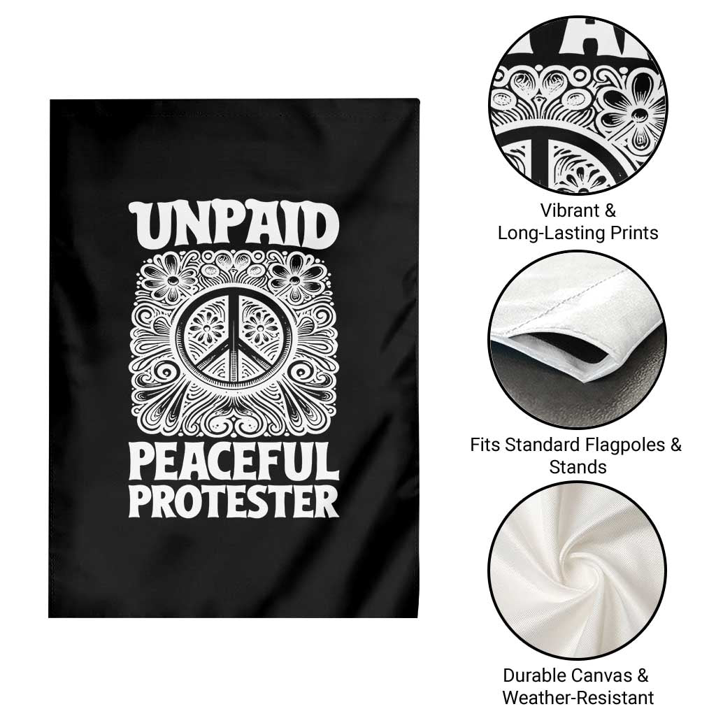 Unpaid Peaceful Protester Vintage Floral Peace Garden Flag Hippie Style Activist Retro Anti War Boho Protest TS02 Print Your Wear