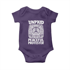 Unpaid Peaceful Protester Vintage Floral Peace Baby Onesie Hippie Style Activist Retro Anti War Boho Protest TS02 Purple Print Your Wear