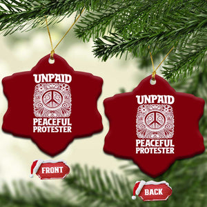 Unpaid Peaceful Protester Vintage Floral Peace Ceramic Ornament Hippie Style Activist Retro Anti War Boho Protest TS02 Print Your Wear