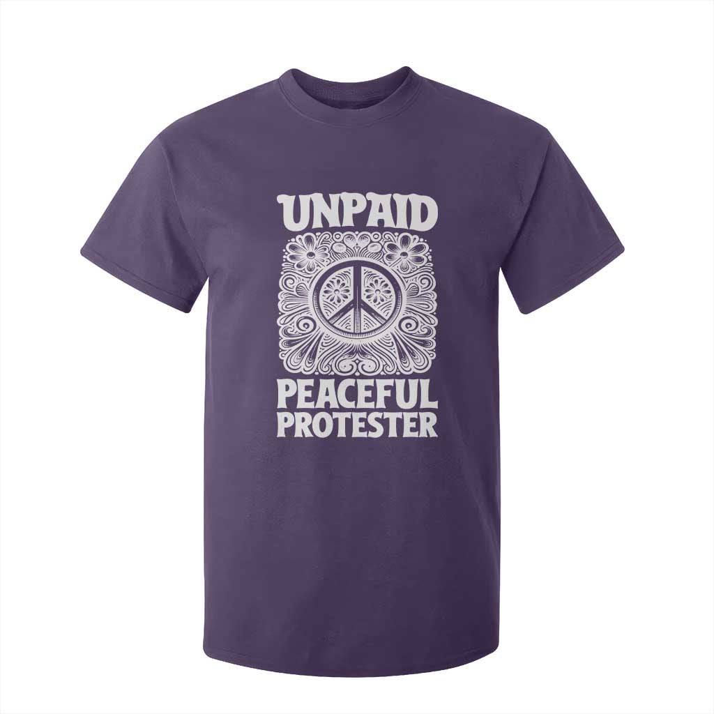 Unpaid Peaceful Protester Vintage Floral Peace T Shirt For Kid Hippie Style Activist Retro Anti War Boho Protest TS02 Purple Print Your Wear