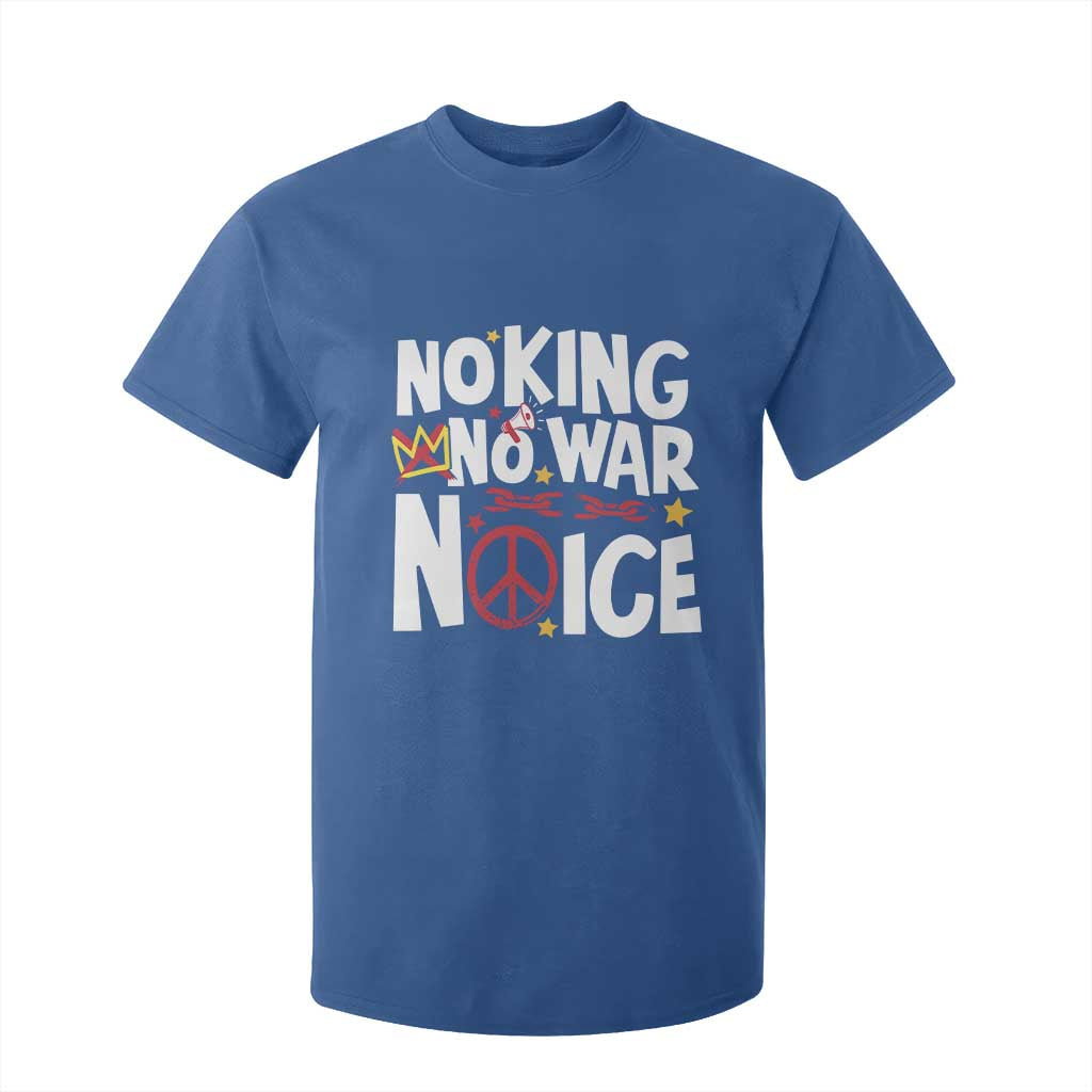 No Kings No Wars No Ice Bold Typography T Shirt For Kid Peace Symbol Anti War Activist Human Rights TS02 Royal Blue Print Your Wear