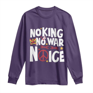 No Kings No Wars No Ice Bold Typography Long Sleeve Shirt Peace Symbol Anti War Activist Human Rights TS02 Purple Print Your Wear