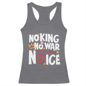No Kings No Wars No Ice Bold Typography Racerback Tank Top Peace Symbol Anti War Activist Human Rights TS02 Charcoal Print Your Wear