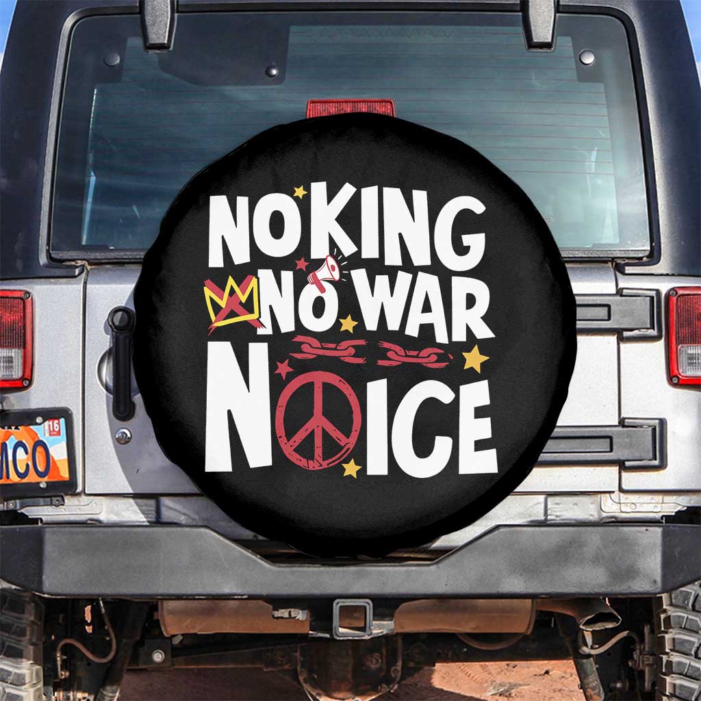 No Kings No Wars No Ice Bold Typography Spare Tire Cover Peace Symbol Anti War Activist Human Rights TS02 No hole Black Print Your Wear