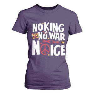 No Kings No Wars No Ice Bold Typography T Shirt For Women Peace Symbol Anti War Activist Human Rights TS02 Purple Print Your Wear