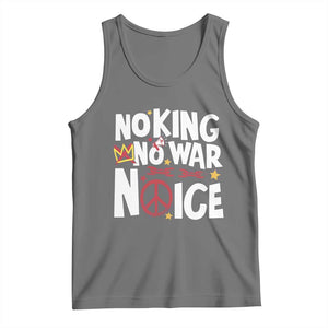 No Kings No Wars No Ice Bold Typography Tank Top Peace Symbol Anti War Activist Human Rights TS02 Black Heather Print Your Wear