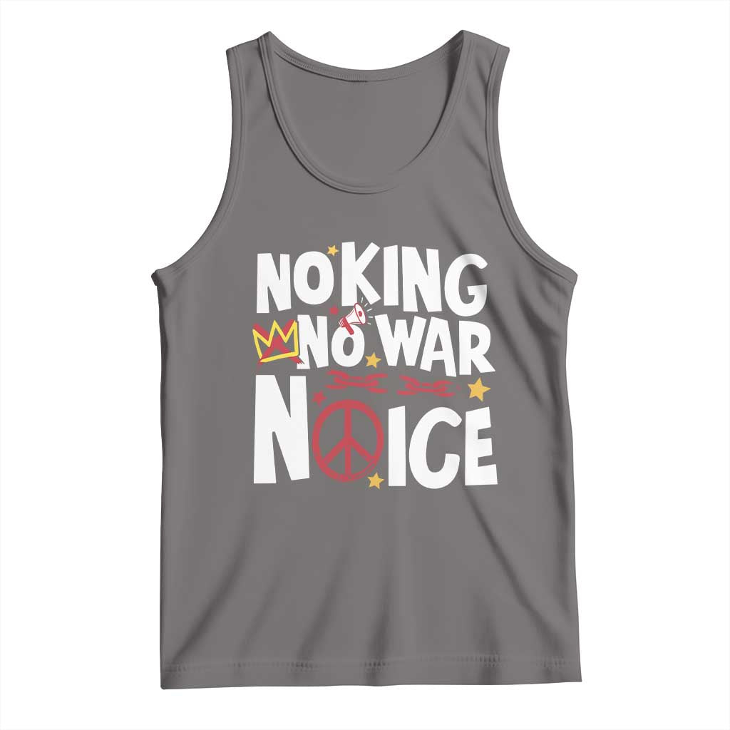 No Kings No Wars No Ice Bold Typography Tank Top Peace Symbol Anti War Activist Human Rights TS02 Deep Heather Print Your Wear
