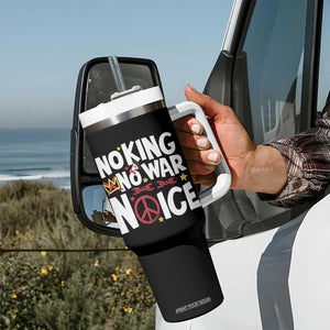 No Kings No Wars No Ice Bold Typography Tumbler With Handle Peace Symbol Anti War Activist Human Rights TS02 Print Your Wear