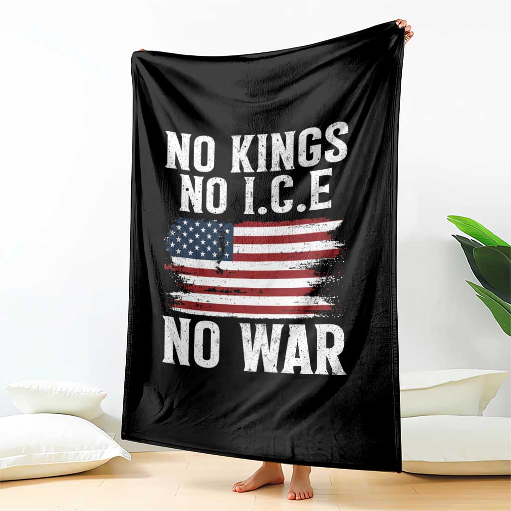 No Wars No Ice No Kings American Flag Throw Blanket Patriotic Protest Anti War Human Rights TS02 Print Your Wear