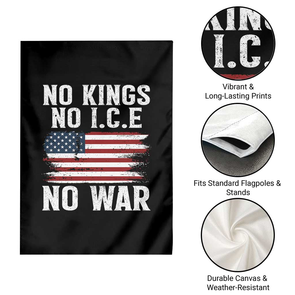 No Wars No Ice No Kings American Flag Garden Flag - Patriotic Protest Anti War Human Rights TS02 Print Your Wear