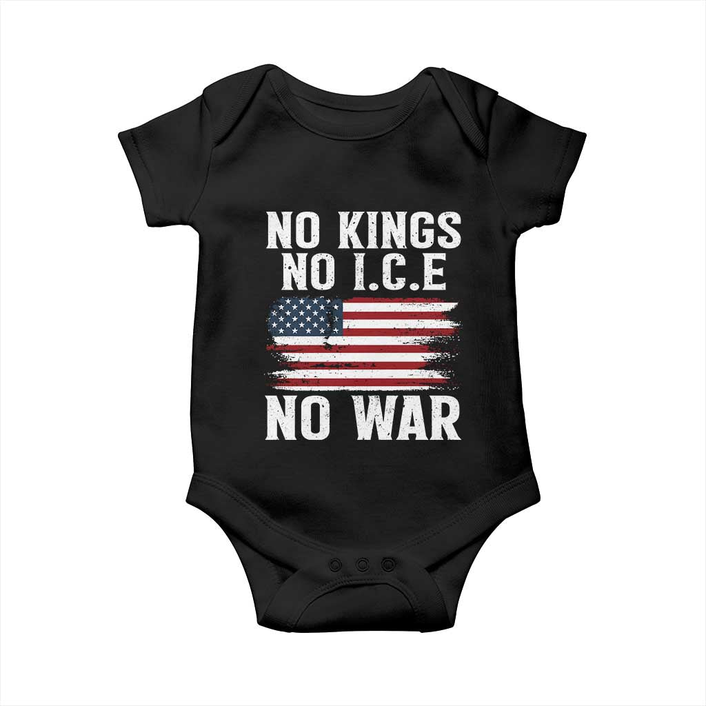 No Wars No Ice No Kings American Flag Baby Onesie Patriotic Protest Anti War Human Rights TS02 Black Print Your Wear