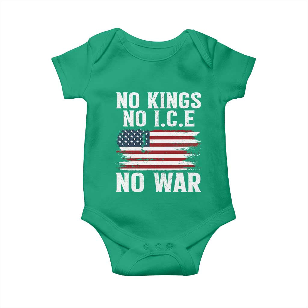 No Wars No Ice No Kings American Flag Baby Onesie Patriotic Protest Anti War Human Rights TS02 Irish Green Print Your Wear