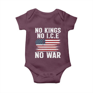 No Wars No Ice No Kings American Flag Baby Onesie Patriotic Protest Anti War Human Rights TS02 Maroon Print Your Wear