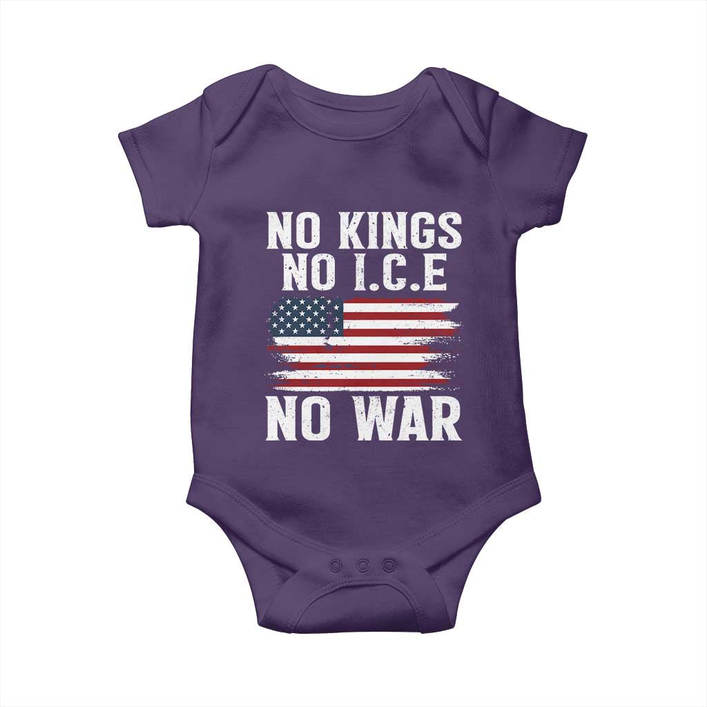 No Wars No Ice No Kings American Flag Baby Onesie Patriotic Protest Anti War Human Rights TS02 Purple Print Your Wear
