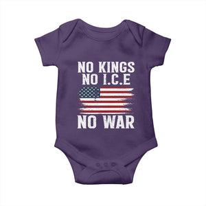 No Wars No Ice No Kings American Flag Baby Onesie Patriotic Protest Anti War Human Rights TS02 Purple Print Your Wear