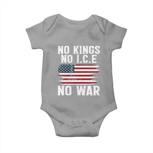No Wars No Ice No Kings American Flag Baby Onesie Patriotic Protest Anti War Human Rights TS02 Sport Gray Print Your Wear