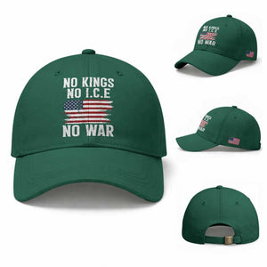 No Wars No Ice No Kings American Flag Baseball Cap Patriotic Protest Anti War Human Rights TS02 Baseball Cap Universal Fit Irish Green Print Your Wear