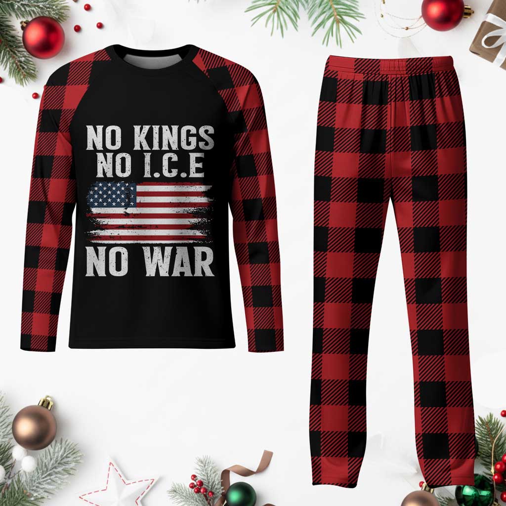 No Wars No Ice No Kings American Flag Plaid Pajama Set Patriotic Protest Anti War Human Rights TS02 Buffalo Plaid Print Your Wear