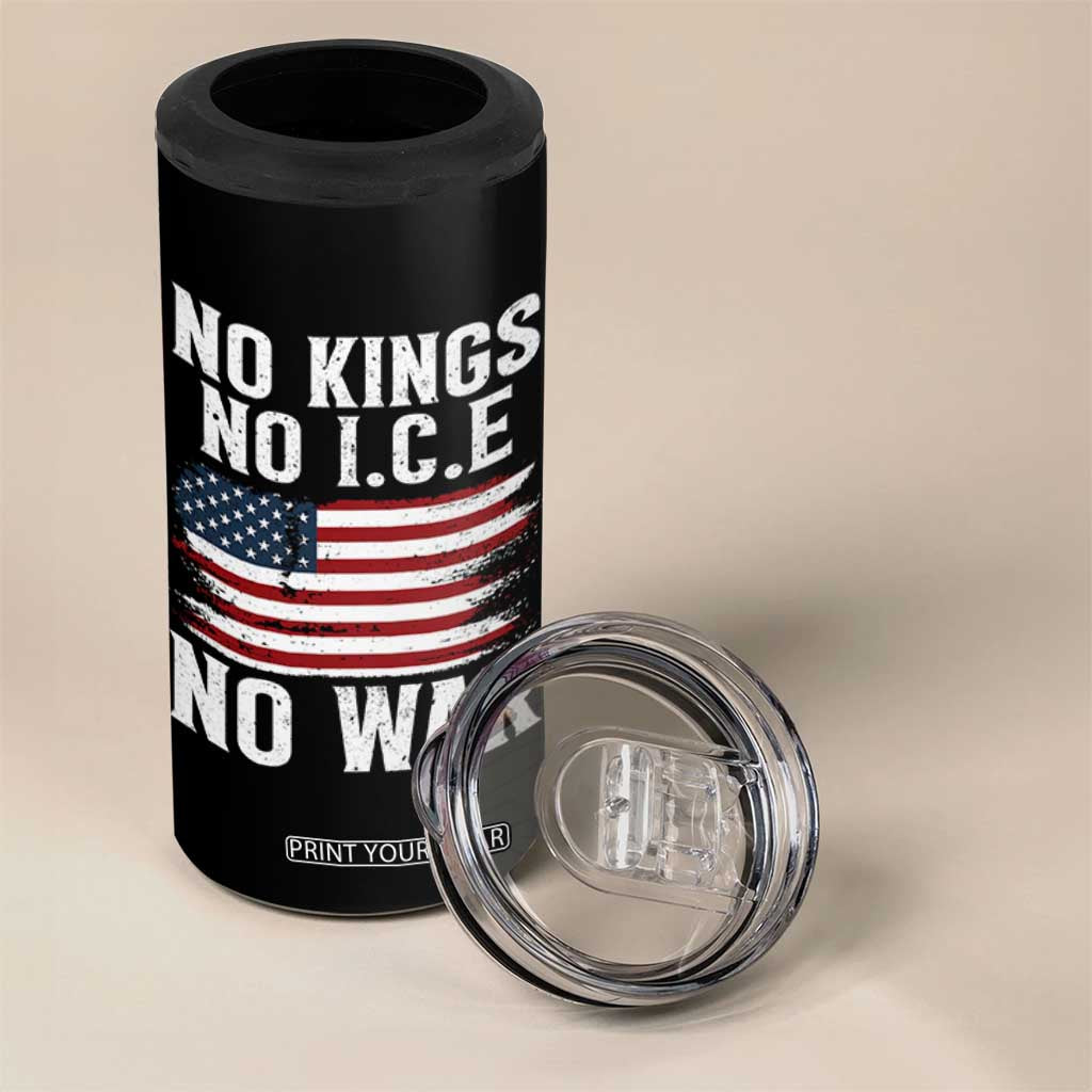 No Wars No Ice No Kings American Flag 4 in 1 Can Cooler Tumbler Patriotic Protest Anti War Human Rights TS02 Print Your Wear