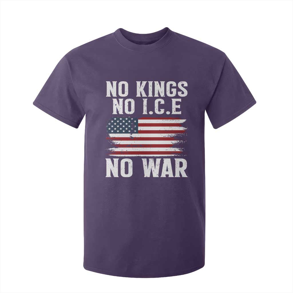 No Wars No Ice No Kings American Flag T Shirt For Kid Patriotic Protest Anti War Human Rights TS02 Purple Print Your Wear