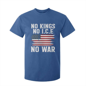 No Wars No Ice No Kings American Flag T Shirt For Kid Patriotic Protest Anti War Human Rights TS02 Royal Blue Print Your Wear