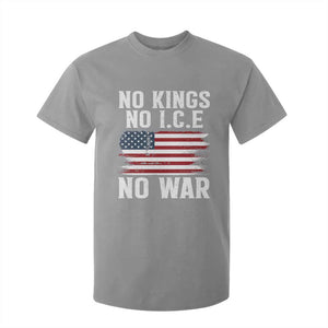 No Wars No Ice No Kings American Flag T Shirt For Kid Patriotic Protest Anti War Human Rights TS02 Sport Gray Print Your Wear