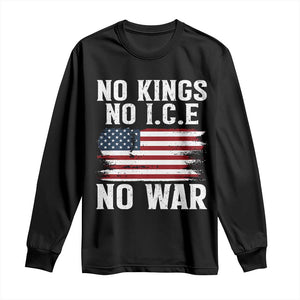 No Wars No Ice No Kings American Flag Long Sleeve Shirt Patriotic Protest Anti War Human Rights TS02 Black Print Your Wear