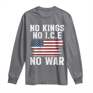 No Wars No Ice No Kings American Flag Long Sleeve Shirt Patriotic Protest Anti War Human Rights TS02 Charcoal Print Your Wear