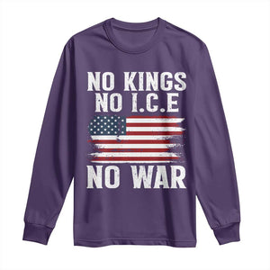 No Wars No Ice No Kings American Flag Long Sleeve Shirt Patriotic Protest Anti War Human Rights TS02 Purple Print Your Wear