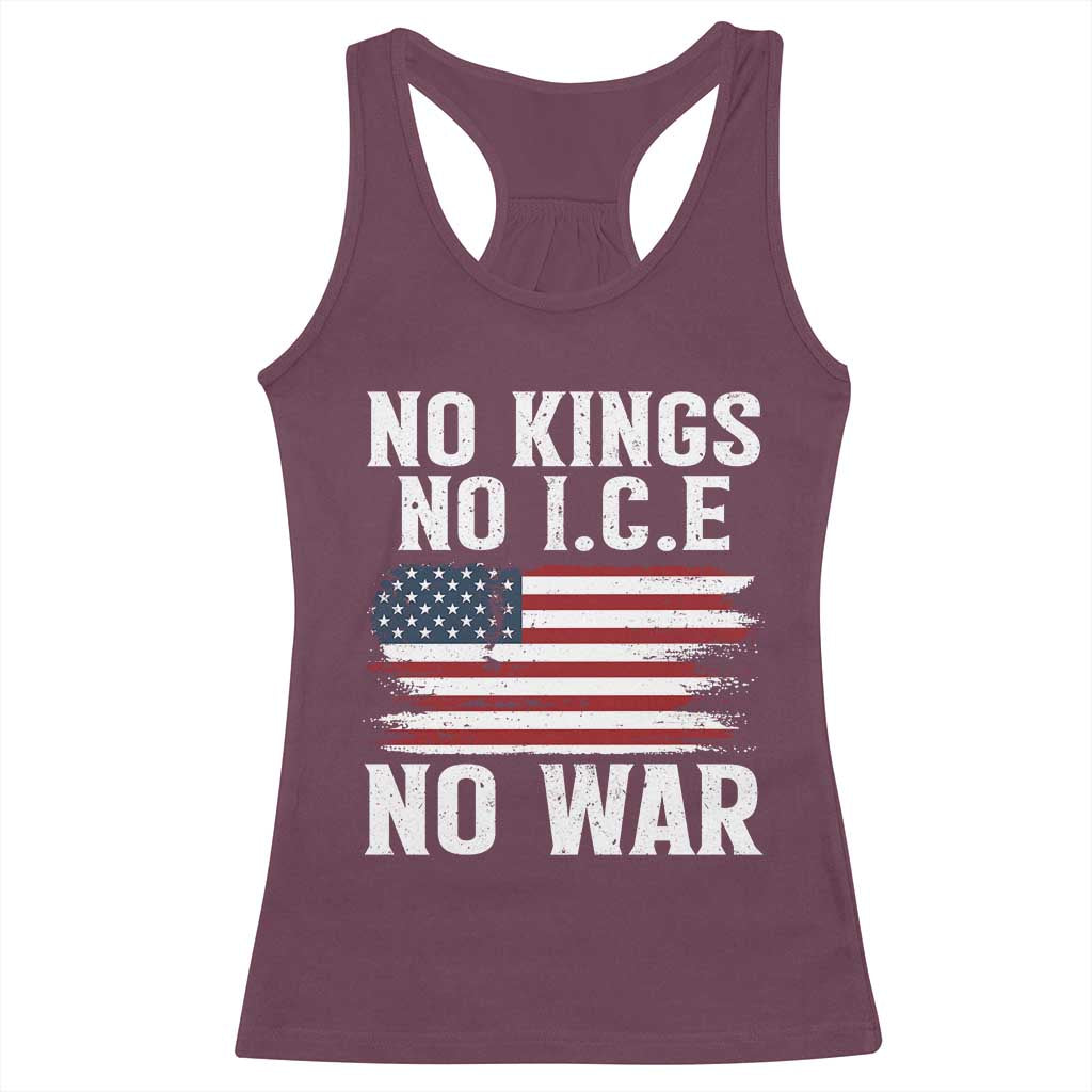 No Wars No Ice No Kings American Flag Racerback Tank Top Patriotic Protest Anti War Human Rights TS02 Maroon Print Your Wear