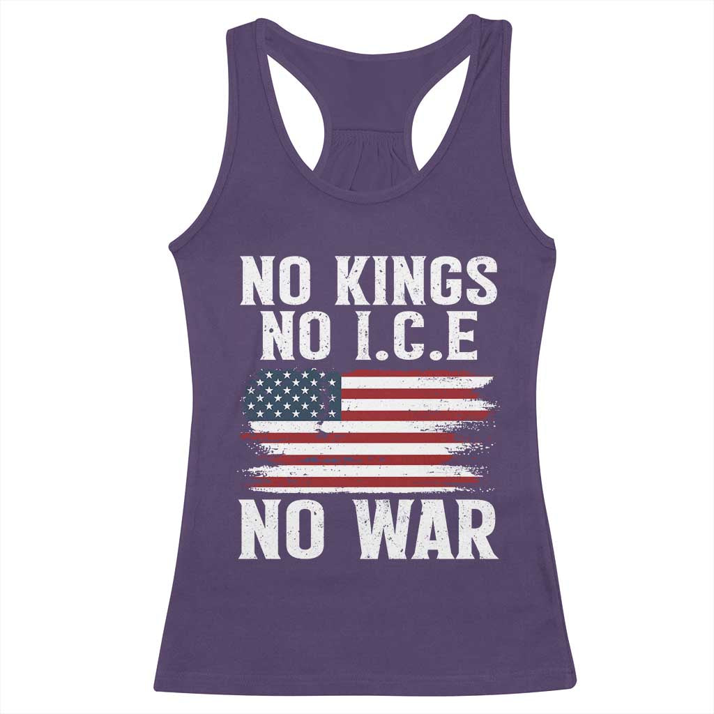 No Wars No Ice No Kings American Flag Racerback Tank Top Patriotic Protest Anti War Human Rights TS02 Purple Print Your Wear