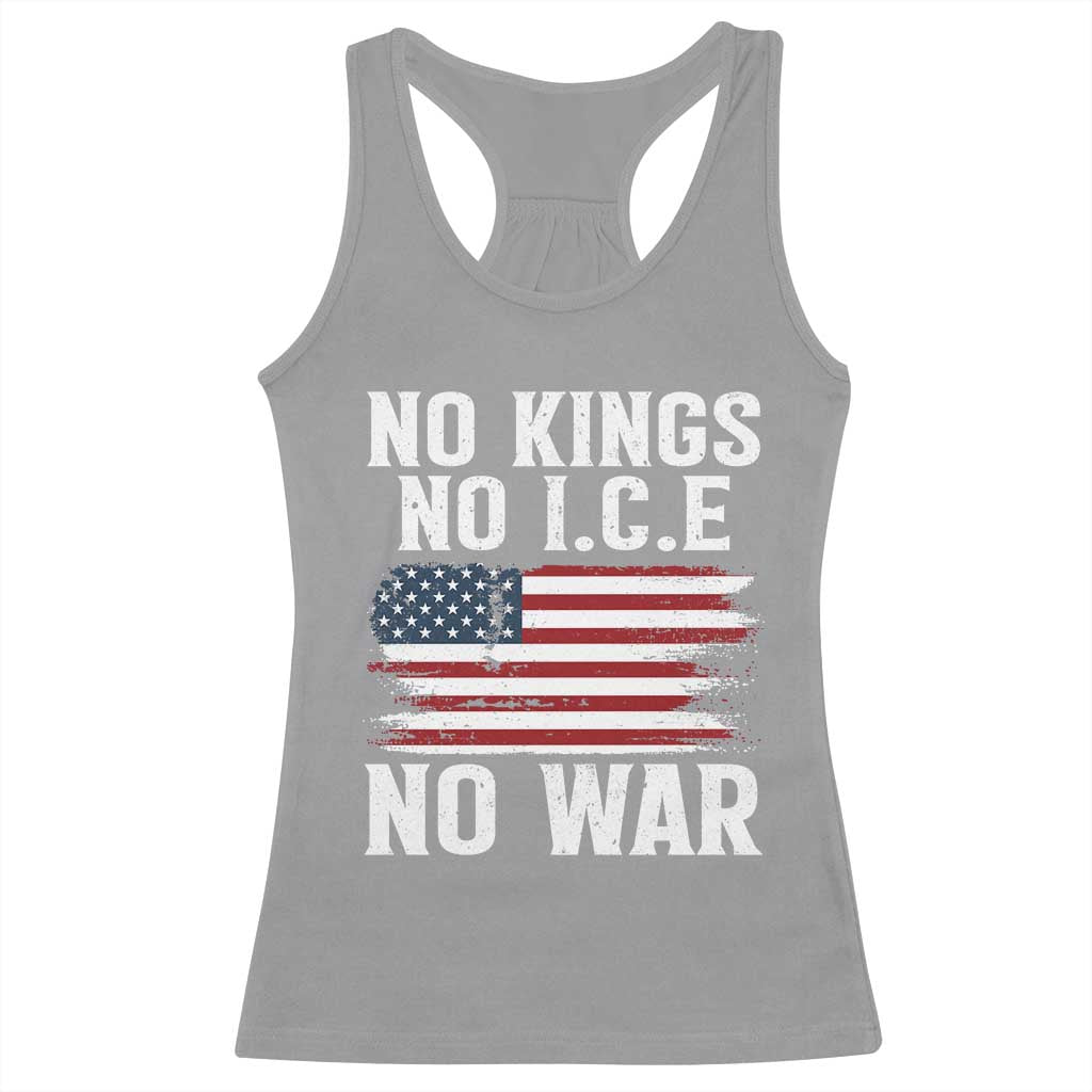 No Wars No Ice No Kings American Flag Racerback Tank Top Patriotic Protest Anti War Human Rights TS02 Sport Gray Print Your Wear