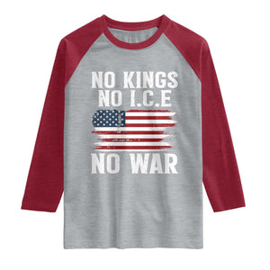 No Wars No Ice No Kings American Flag Raglan Shirt Patriotic Protest Anti War Human Rights TS02 Heather Gray Heather Red Print Your Wear