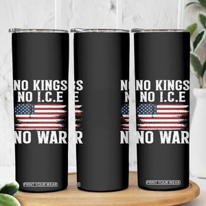 No Wars No Ice No Kings American Flag Skinny Tumbler Patriotic Protest Anti War Human Rights TS02 Print Your Wear