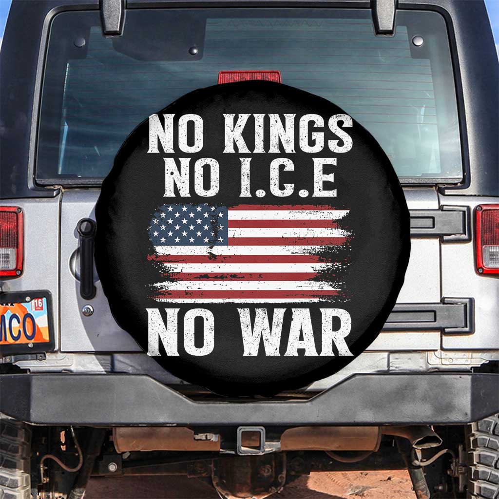 No Wars No Ice No Kings American Flag Spare Tire Cover Patriotic Protest Anti War Human Rights TS02 No hole Black Print Your Wear