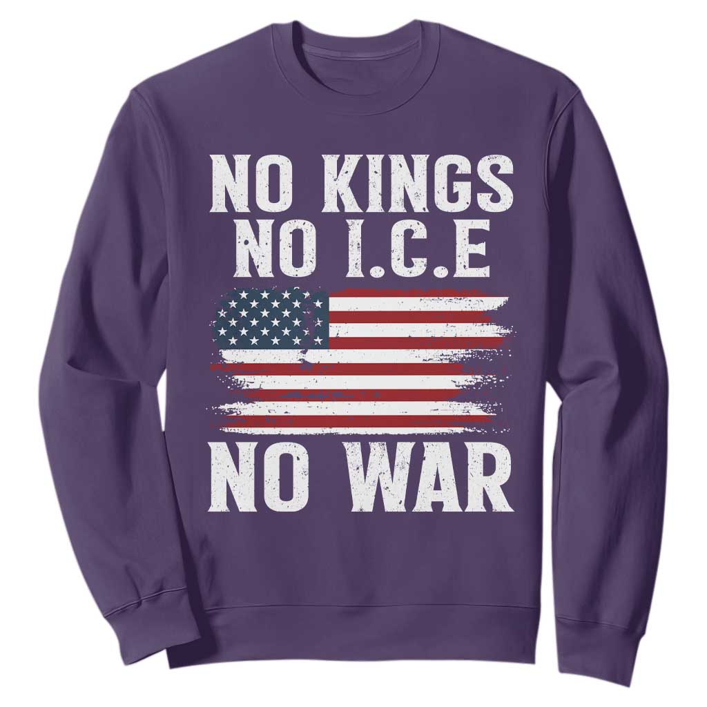 No Wars No Ice No Kings American Flag Sweatshirt Patriotic Protest Anti War Human Rights TS02 Purple Print Your Wear