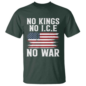 No Wars No Ice No Kings American Flag T Shirt Patriotic Protest Anti War Human Rights TS02 Dark Forest Green Print Your Wear
