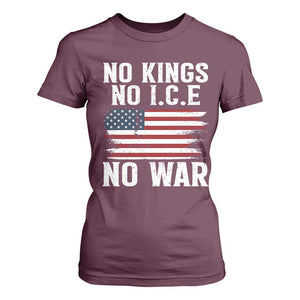 No Wars No Ice No Kings American Flag T Shirt For Women Patriotic Protest Anti War Human Rights TS02 Maroon Print Your Wear