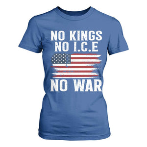 No Wars No Ice No Kings American Flag T Shirt For Women Patriotic Protest Anti War Human Rights TS02 Royal Blue Print Your Wear