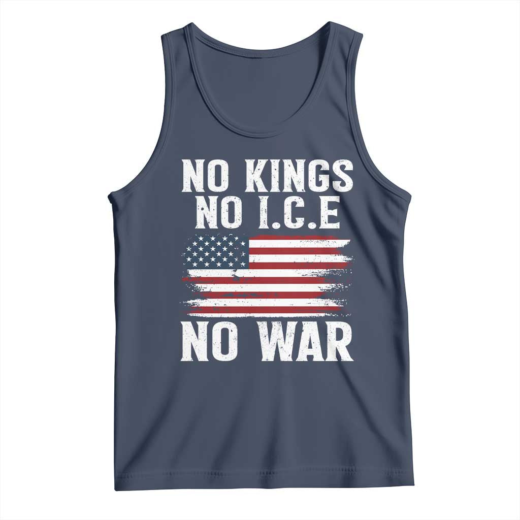 No Wars No Ice No Kings American Flag Tank Top Patriotic Protest Anti War Human Rights TS02 Navy Print Your Wear