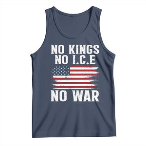 No Wars No Ice No Kings American Flag Tank Top Patriotic Protest Anti War Human Rights TS02 Navy Print Your Wear