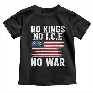No Wars No Ice No Kings American Flag Toddler T Shirt Patriotic Protest Anti War Human Rights TS02 Black Print Your Wear