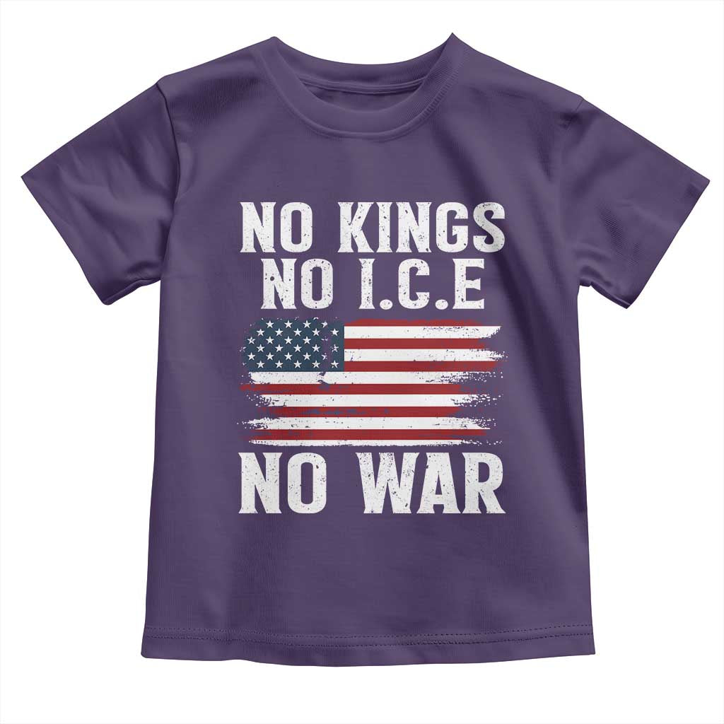 No Wars No Ice No Kings American Flag Toddler T Shirt Patriotic Protest Anti War Human Rights TS02 Purple Print Your Wear