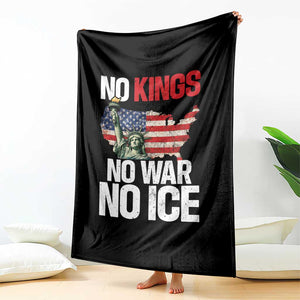No Kings No Wars No Ice Statue of Liberty Throw Blanket American Flag Patriotic Protest Freedom Democracy TS02 Print Your Wear