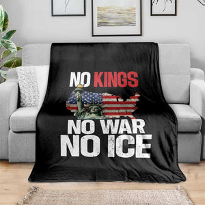 No Kings No Wars No Ice Statue of Liberty Throw Blanket American Flag Patriotic Protest Freedom Democracy TS02 Print Your Wear