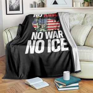 No Kings No Wars No Ice Statue of Liberty Throw Blanket American Flag Patriotic Protest Freedom Democracy TS02 Print Your Wear