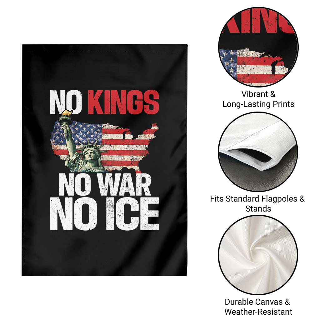 No Kings No Wars No Ice Statue of Liberty Garden Flag American Flag Patriotic Protest Freedom Democracy TS02 Print Your Wear