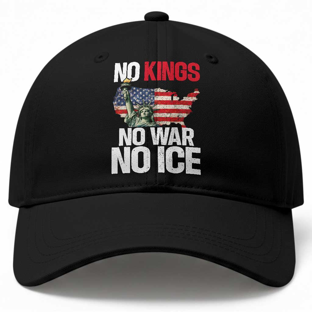No Kings No Wars No Ice Statue of Liberty Baseball Cap American Flag Patriotic Protest Freedom Democracy TS02 Print Your Wear