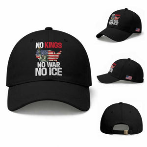 No Kings No Wars No Ice Statue of Liberty Baseball Cap American Flag Patriotic Protest Freedom Democracy TS02 Baseball Cap Universal Fit Black Print Your Wear