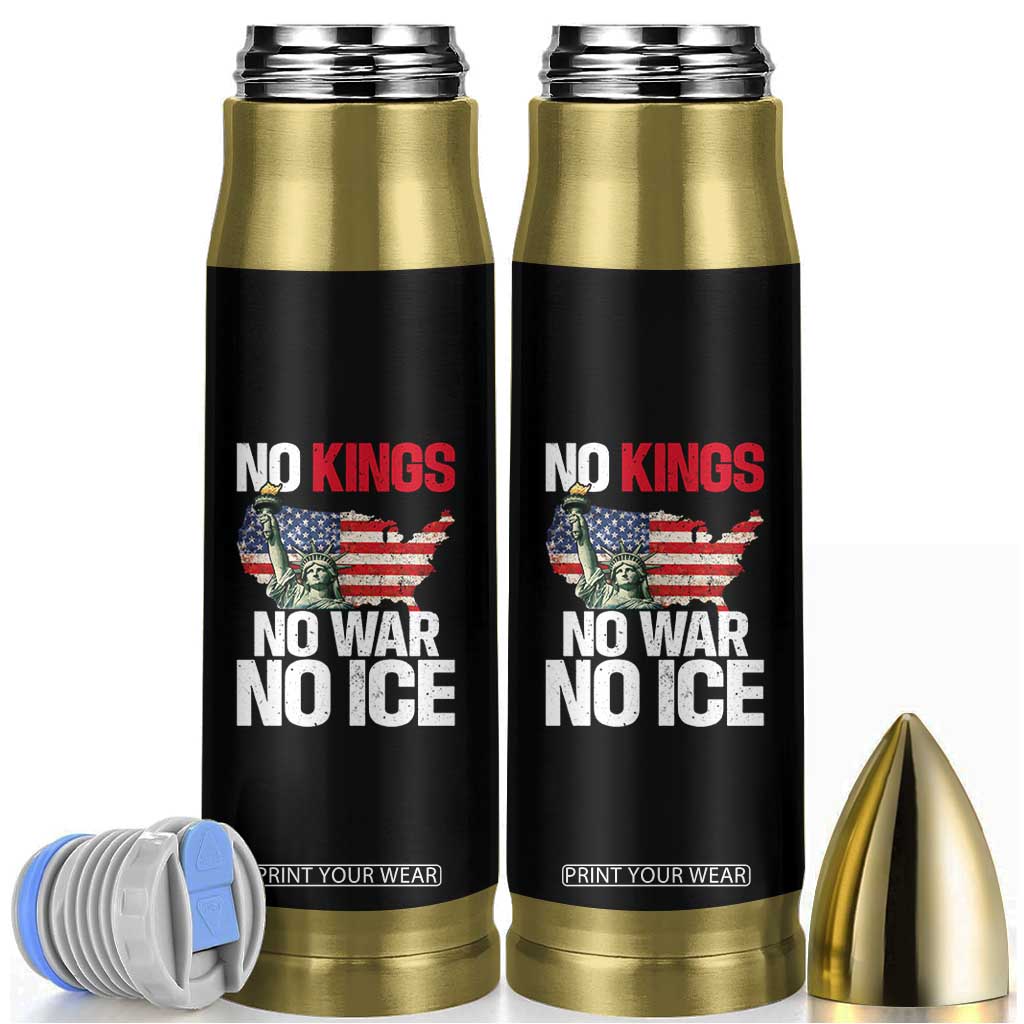 No Kings No Wars No Ice Statue of Liberty Bullet Tumbler American Flag Patriotic Protest Freedom Democracy TS02 Black Print Your Wear